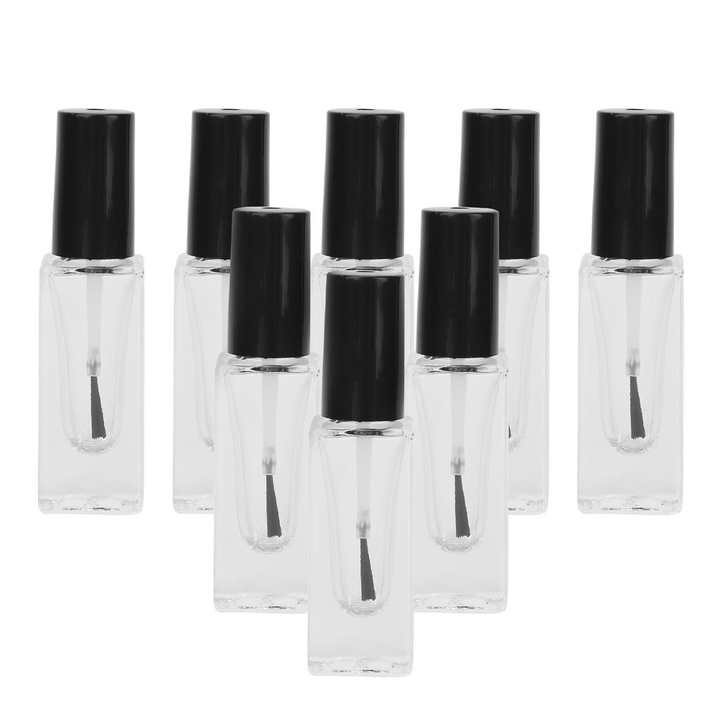 8 Stück Nachfüllbare Nagellackflaschen Transparentes Glas Nagellack Rechteckige Flaschen 7ml