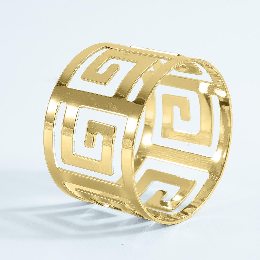 6pcs Gold & Silver Napkin Rings Wedding Serviette Ring Alloy Table Napkin Holder Hotel Western-style Food Table Craft Decoration