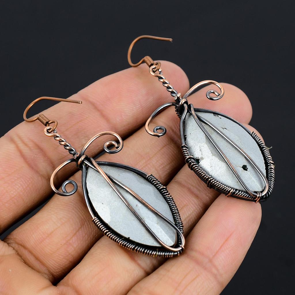 Green Mystic Topaz 999 Copper Wire Wrapped Earrings, Handmade Gemstone Jewelry Earrings, For Memorial Day