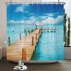 Seaside Scenery 3d Printed  Polyester Shower Curtain Wooden Bridge Nature Fabric Waterproof Bathroom Curtain for Bathtub