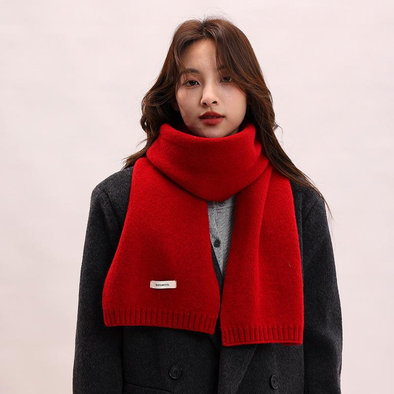Wool Knitted 100% Cashmere Scarf Female and Male Thickened Scarf Warm Couple Parent-child Model Autumn and Winter Gift