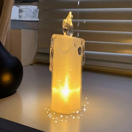 

Кришталеві світлодіодні свічки без полум’я, мерехтливі чайні свічки, живляться від батарейок 2pcs