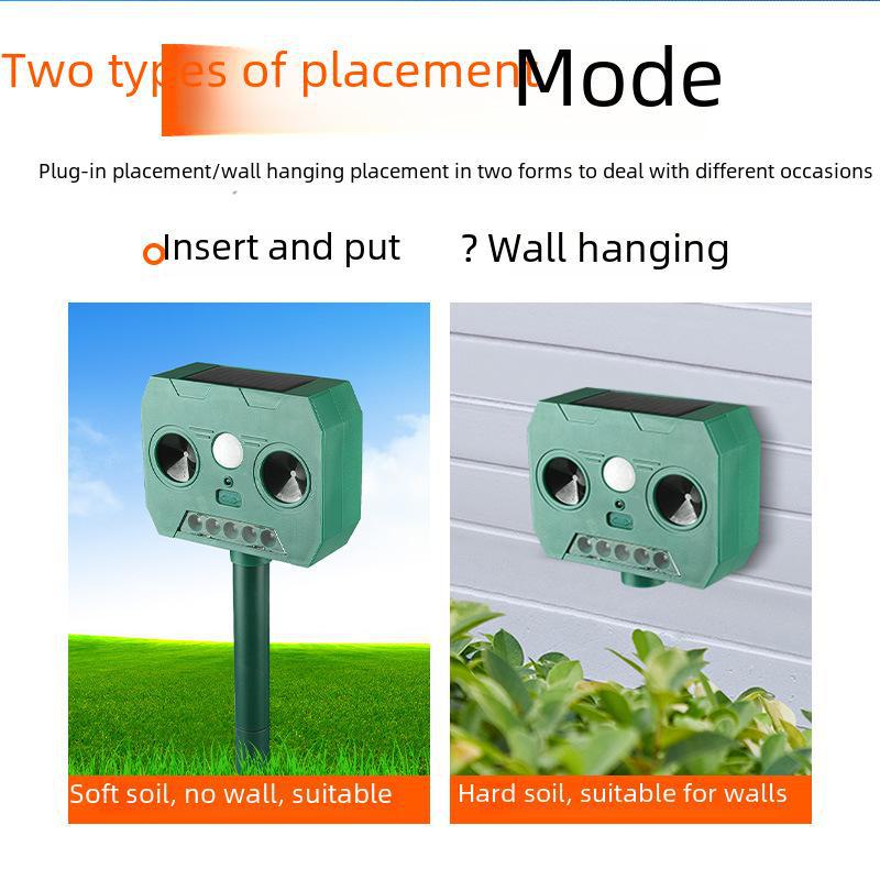 Solar Ultrasonic Animal Repeller with Infrared Sensor for Mice, Birds, and Insects