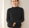 Women's Cashmere Rolled Hem Turtleneck Sweater: Pure, Double-Ply, Thick Knit, Short, Loose, Versatile Base Layer