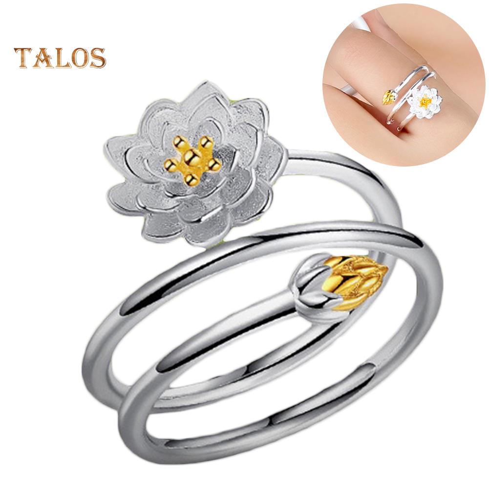 TJA Elegant Lotus Blossom Juster Åpne Finger Ring Brude Bryllupssmykker