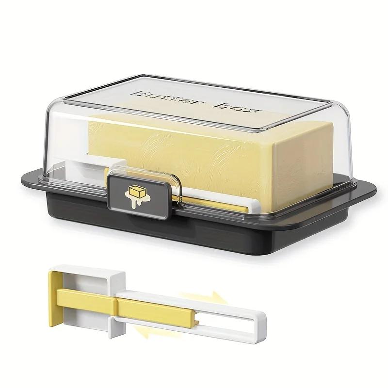 New Fresh-Keeper Food Grade Plastic Butter Storage Box with Lid Dividing Organizer Refrigerator Kitchen Cheese Cutter Container
