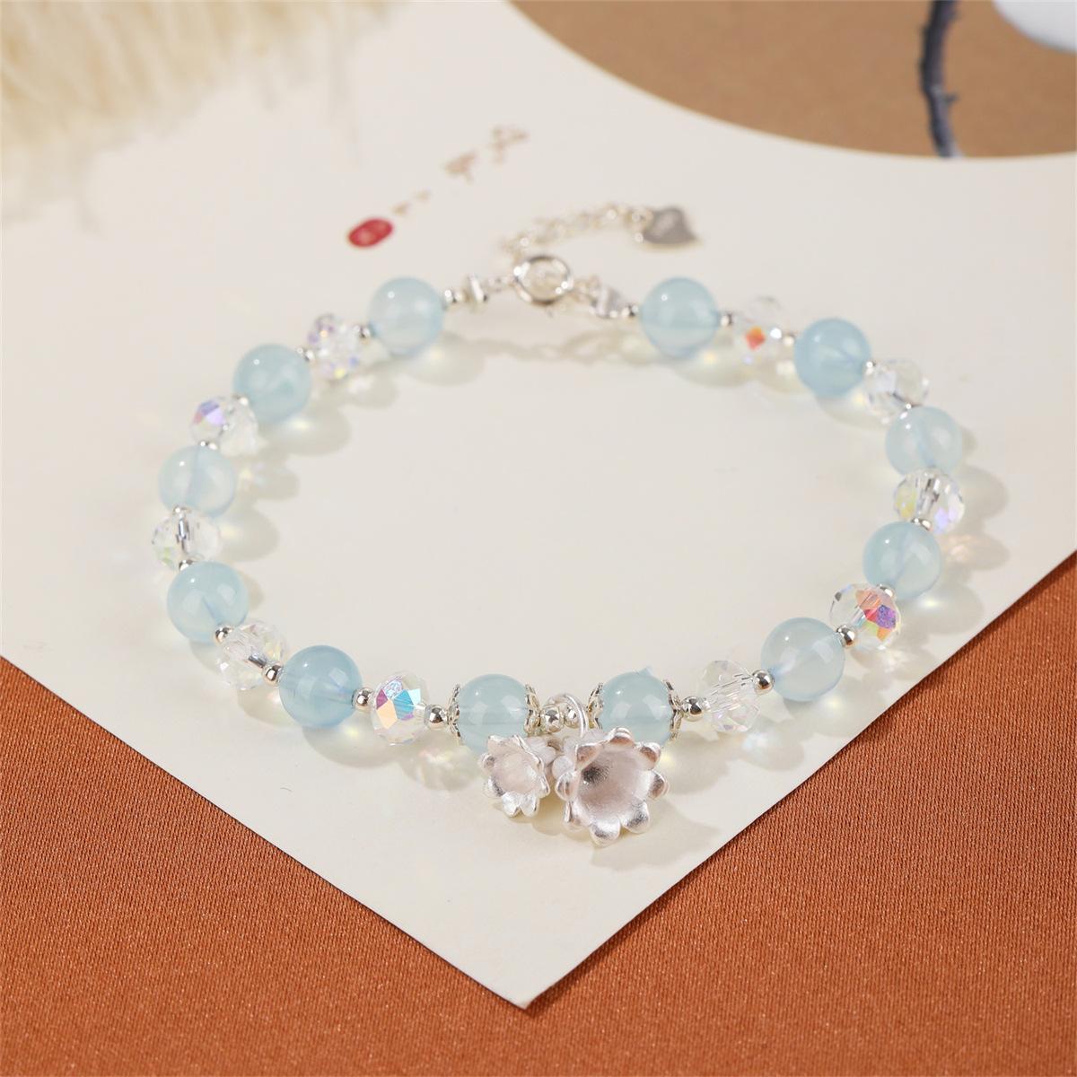 

Натуральный морской синий браслет с сокровищами и орхидеями Натуральный морской синий браслет с сокровищами Модный браслет с кристаллами