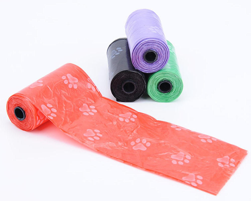 Pet Waste Bags with Paw Print Design Leakproof Durable Rolls for Dog and Cat Cleanup Multipack for Home or Outdoor Use