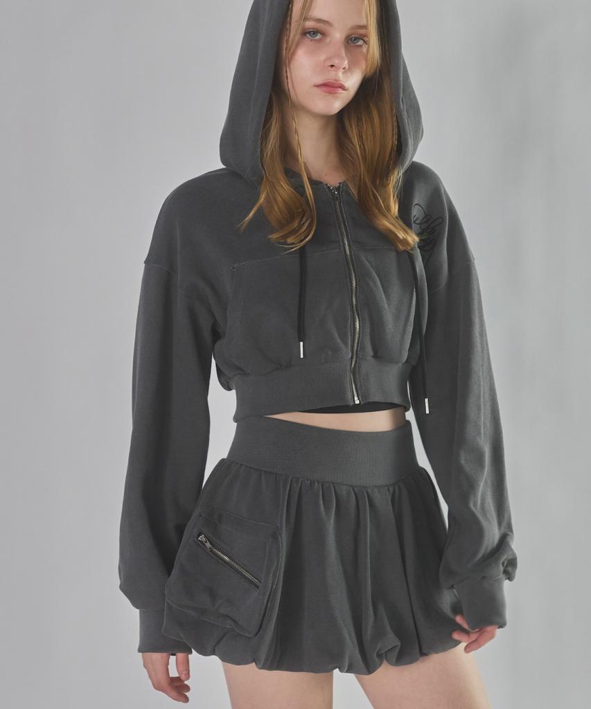 Lililiri Sweat Balloon Mini Skirt_Black