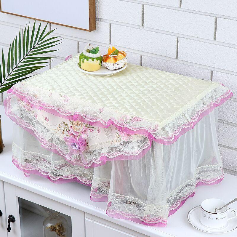 Universal Microwave Oven Cover Lace Oil Dust Proof Cover Embroidered Cute Cartoon Printed Electric Oven Cloth Kitchen Supplies