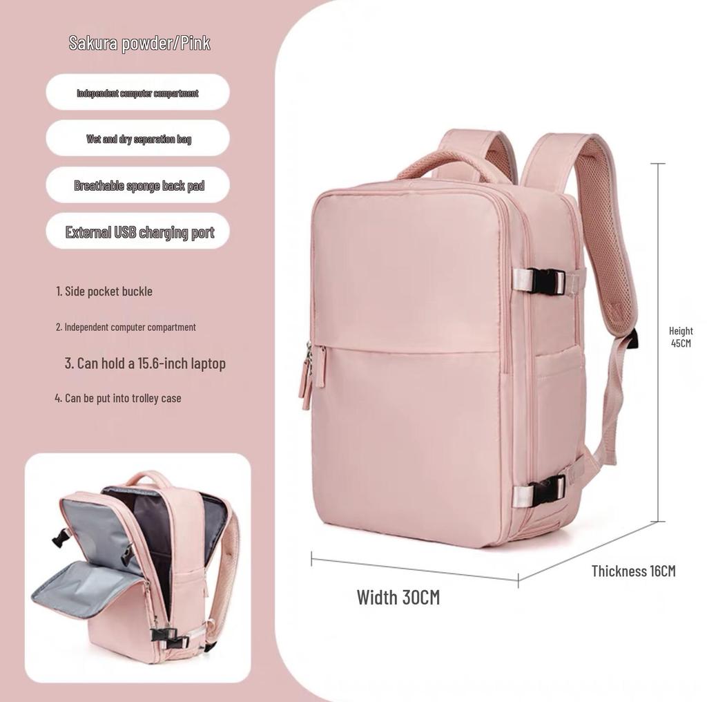 Girls' Extra Large Multifunctional Backpack with Wet/Dry Separation - Nylon, Waterproof, Ideal for Short Trips & School