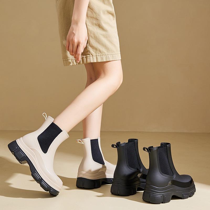 Fashion platform rain shoes women's new summer rain boots waterproof shoes water boots Chelsea short boots non-slip rubber shoes