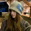 Autumn and Winter Designer Retro Flower Small Fragrance Wool Hat Women's Versatile Knitted Hat Thermal Ear Protection Stack Hat