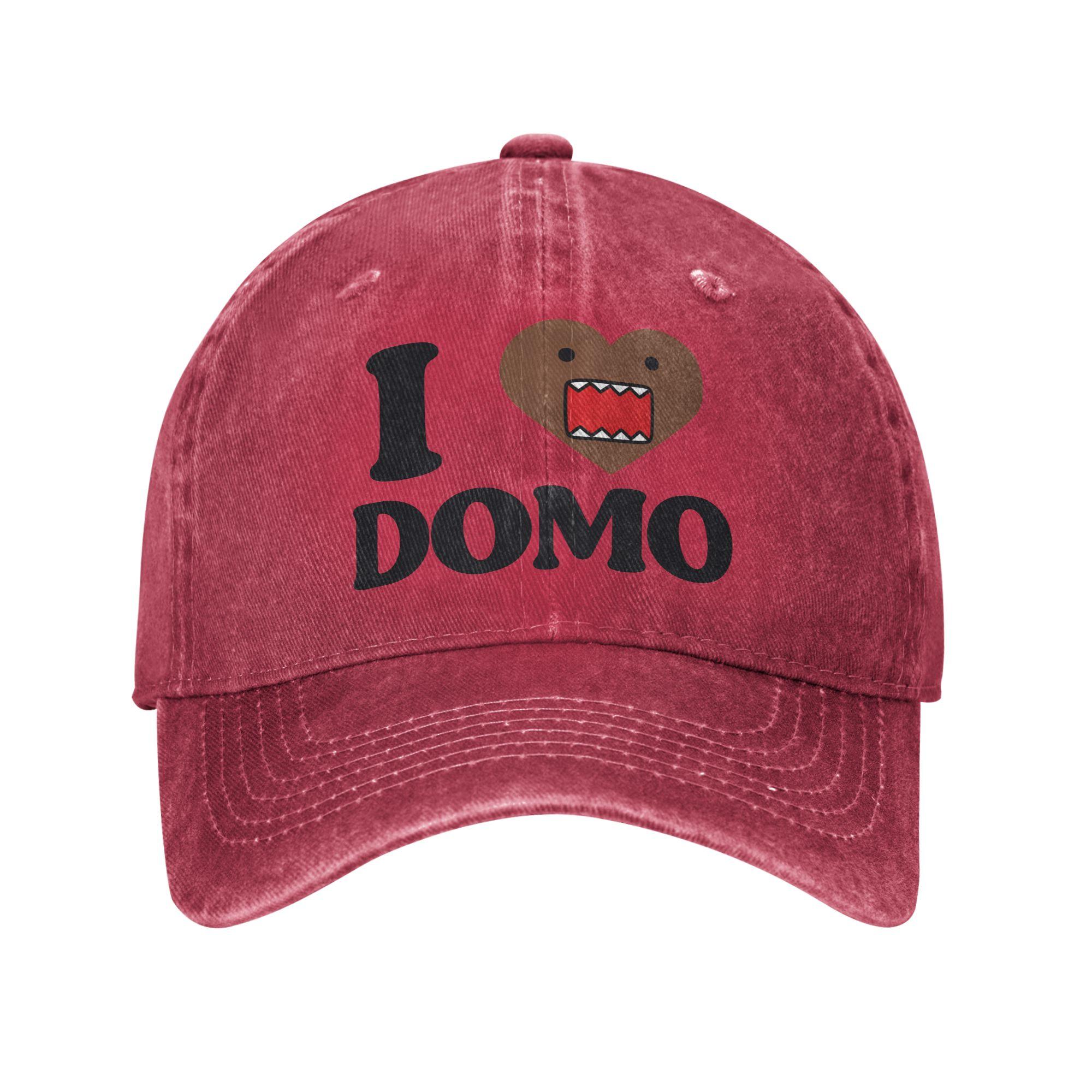 

i love domo kun Washed Baseball Cap Trendy Sun Trucker Hat Spring UnisexTeens Outdoor Sport Baseball Caps One Size