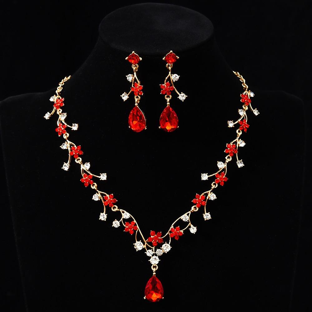 Golden Exquisite Jewelry Sets Shiny Choker Necklace Earring Set  Jewelry Gifts