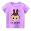 2025 Popular Children's Clothing Short Sleeved LABUBU Ugly and Cute Pattern Round Neck T-shirt Cartoon Style Girl's Top