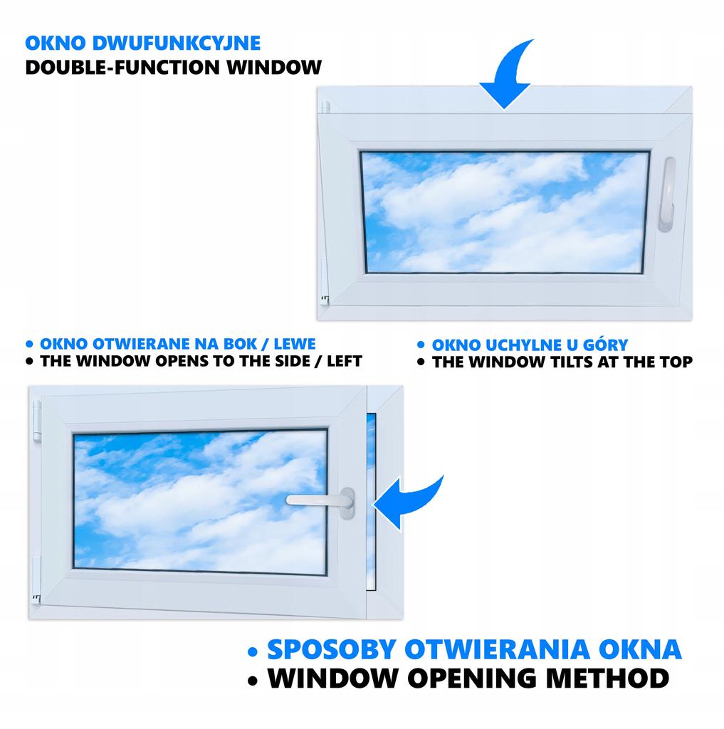 White PVC Window 80X50 Left, New 800X500Mm Double Glazed Tilt-and-Turn Ru