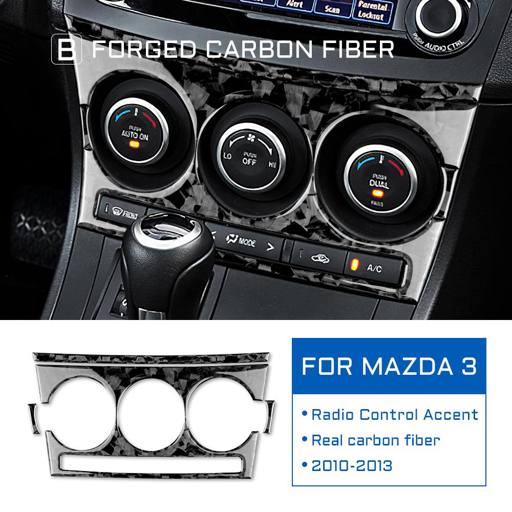 Real Carbon Fiber Car Radio Control Accent Sticker For Mazda 3 2010 2011 2012 2013 Interior Trim Auto Accessories Car Styling