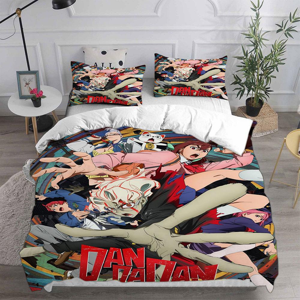 Seturi de lenjerie de pat noi Anime DAN DA DAN cu imprimeu de desene animate Set rafinat de articole de pat Set husă de plapumă cu plapumă Set luxos cadou de ziua de naștere