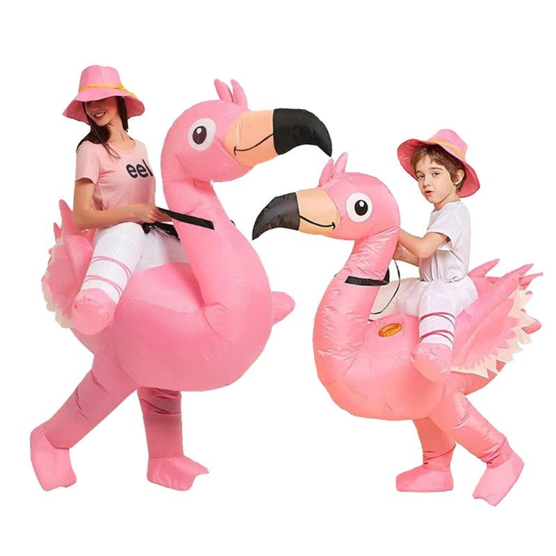 

Funny Inflatable Pink Flamingo Ride-On Costume for Halloween One Size