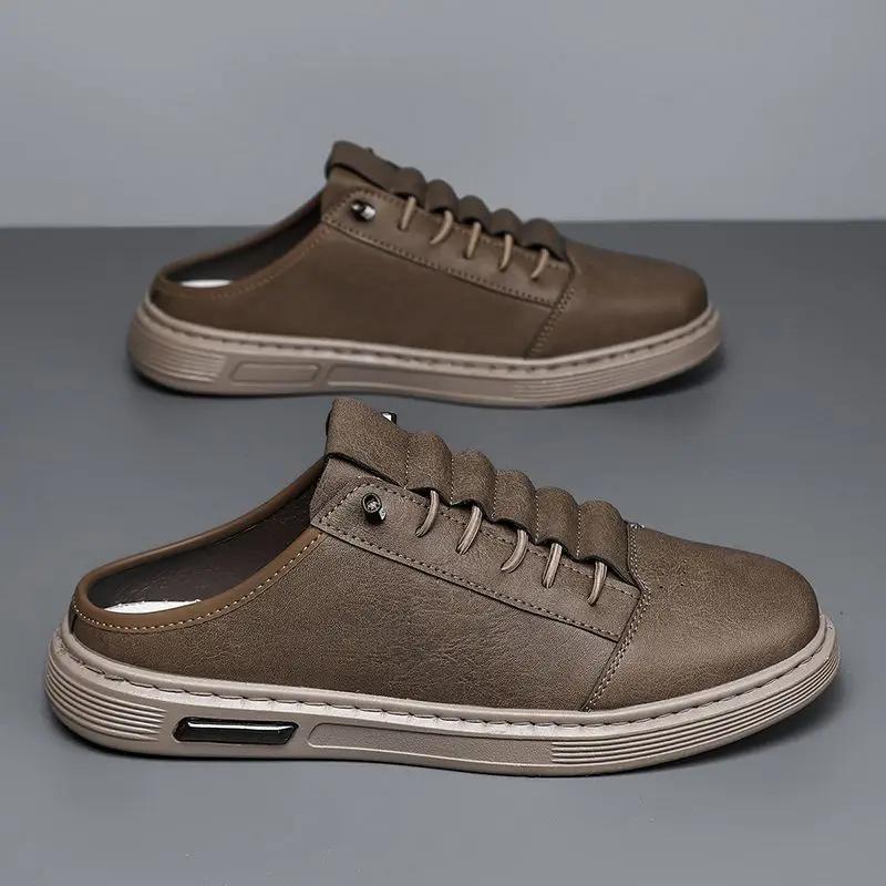 Fashion Sabot Slippers for Men Soft Outdoor Genuine Leathe Designer Sandals Man Luxury High Quality Fashion Fun Elegant Y2k Adult Shoes