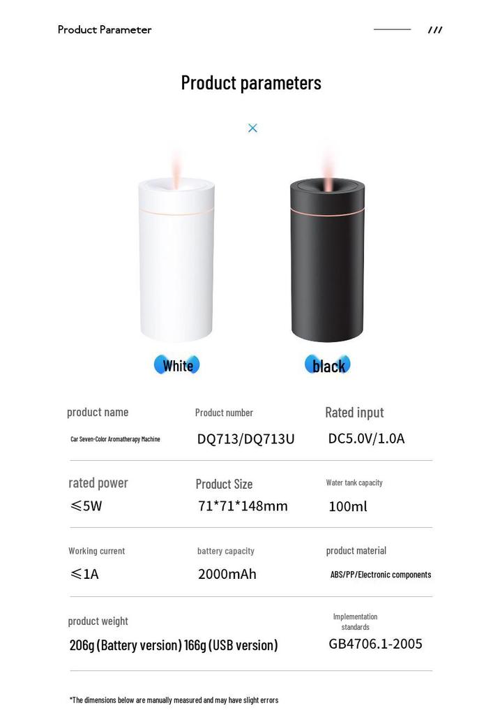 Portable Car Aromatherapy Diffuser with Seven-Color LED and USB Humidifier