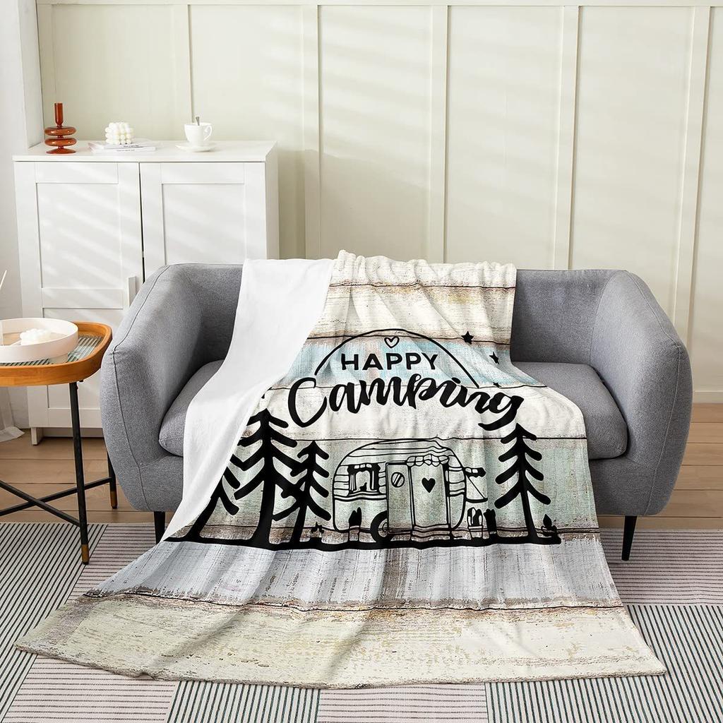 Camping Series Green Tree Printed Blanket Men'S And Women'S Four Seasons Available Soft Blanket Flannel Blanket