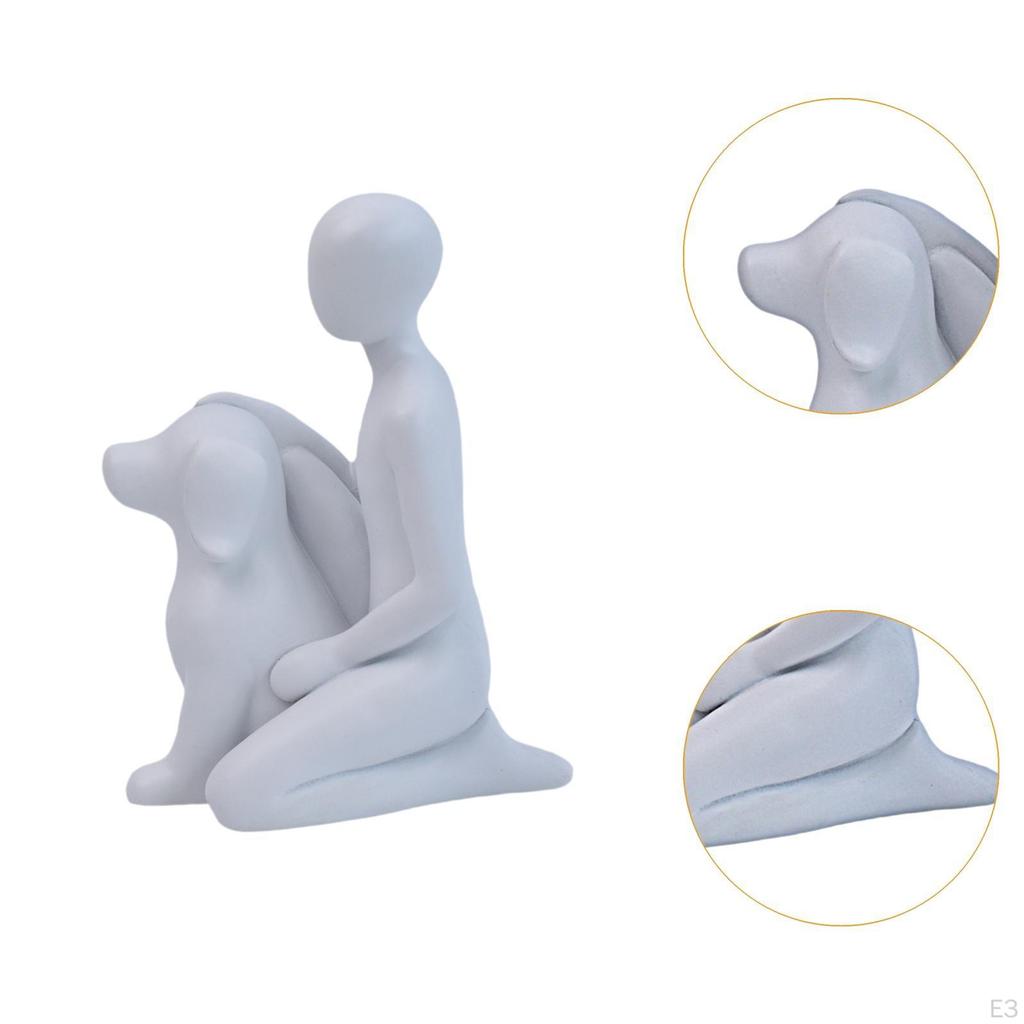 Man And Dog Statue Memorial Resin Figurine Emotional Family Sculpture Heartfelt Home Decoration