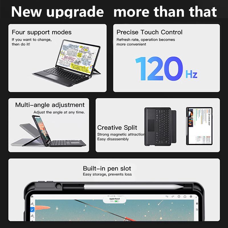 Hot Selling Ultra Thin Multi Angle Adjustable Keyboard Case with Detachable 7RGB Backlight Redmi Pad Pro Wireless Keyboard Case