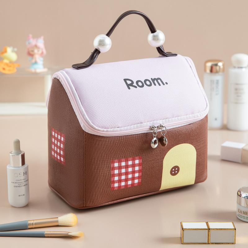 Adorable House-Shaped Cosmetic Bag Large Capacity, Portable Toiletry & Makeup Storage Case with Handles for Gift