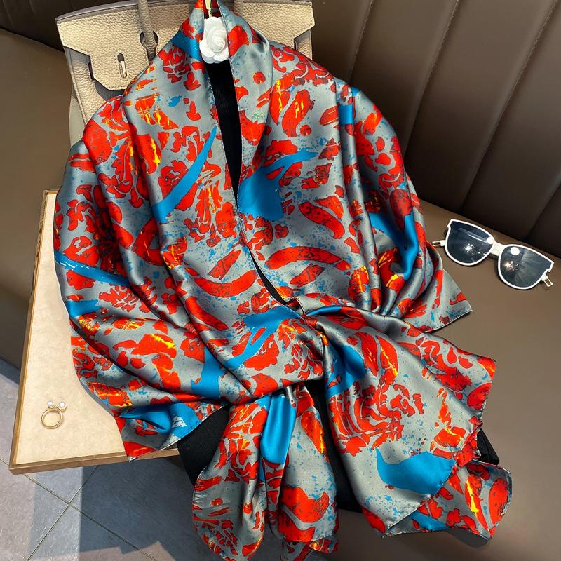 Luxury Brand Large Silk Scarf Women Fashion Print Shawls And Wrap Bufanda Foulard Female Beach Scarves Thin Soft Stoles Bandana