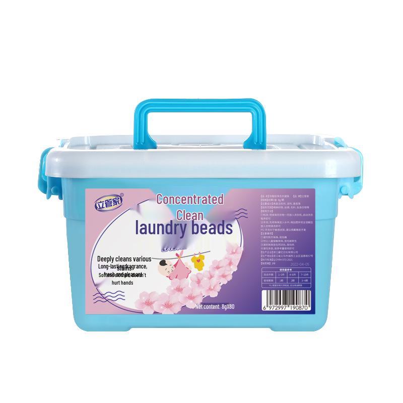 Lijia Housekeeper Concentrated Laundry Gel Beads - 80 Pack, Mixed Color Perfume, Stain Removal & Long-Lasting Fragrance.