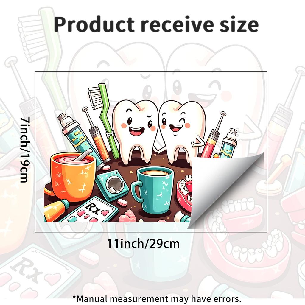 Cute Tooth Smile Dental Tool Wall Sticker Self Adhesive Removable Kids Dentist Clinic Room Decor