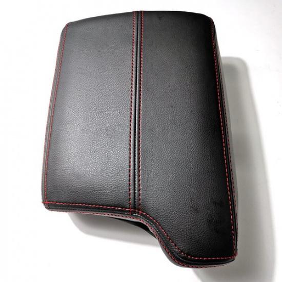 Black Leather with Red Line Car Center Armrest Box Cover For Honda Accord 13-17