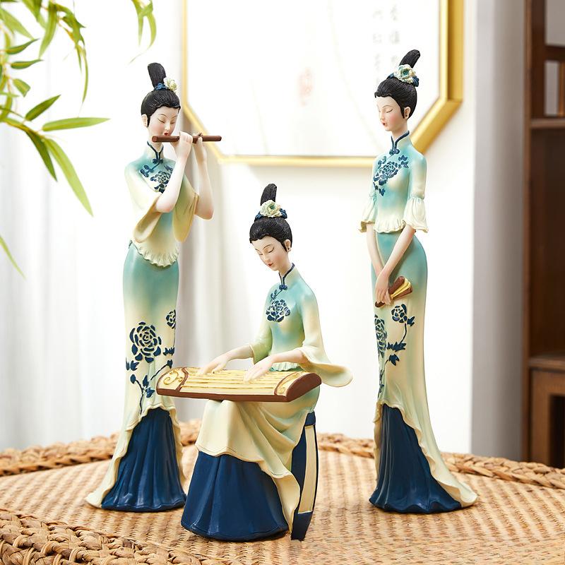 Chinese Style Only Green Ornaments Chinese Style Classical Ladies High-end Living Room Entrance Wine Cabinet Light Luxury Decorations