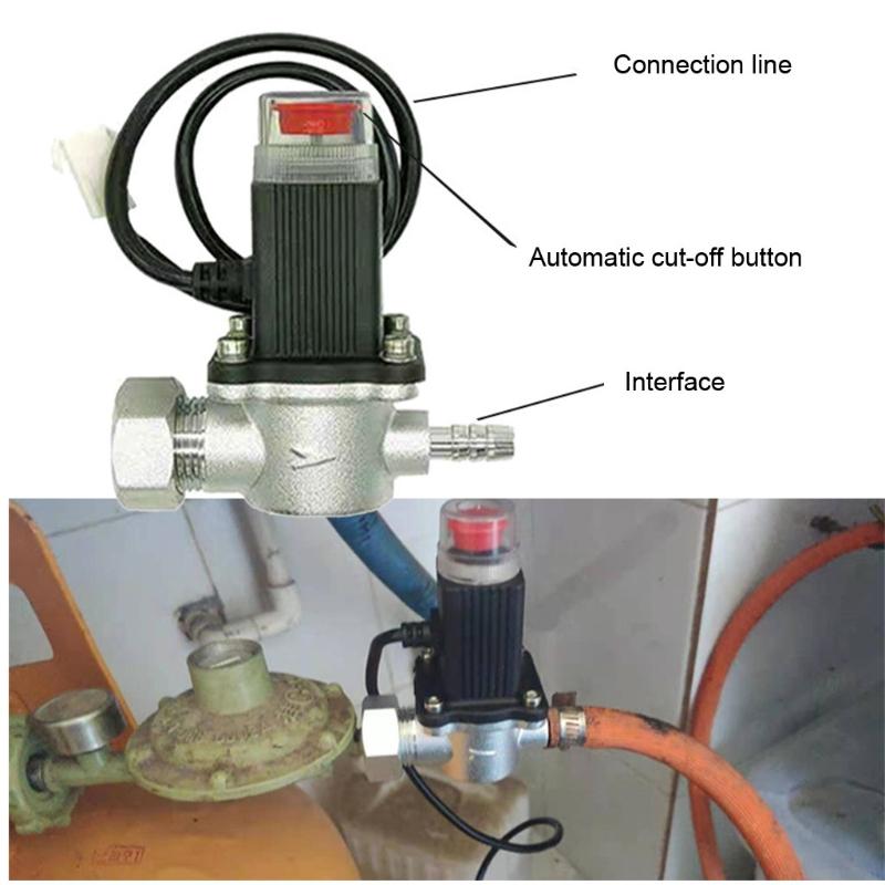 Natural Gas Leakage Sensor LPG Methane Leak Alarm Detector with Solenoid for Valve DN15 DN20 Auto Shut Off Gas Cylinder