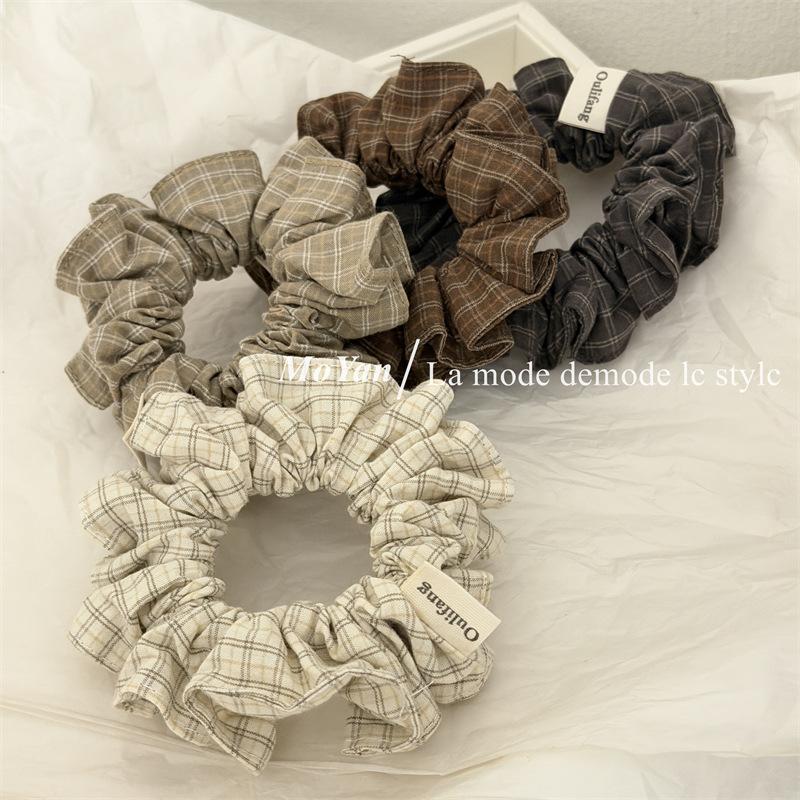 Retro Minimalist Checkered Fabric Small Hairband, High-end and Laid-back Hair Tie for Ponytail
