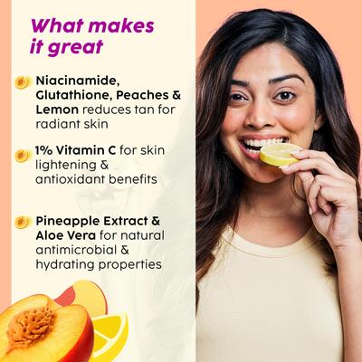 PLIX- THE PLANT FIX | Peaches & Lemon Detan Body Lotion SPF15 + Pineapple Smooth Skin Juicy Body Wash + Pineapple Odour Control Underarm Roll On
