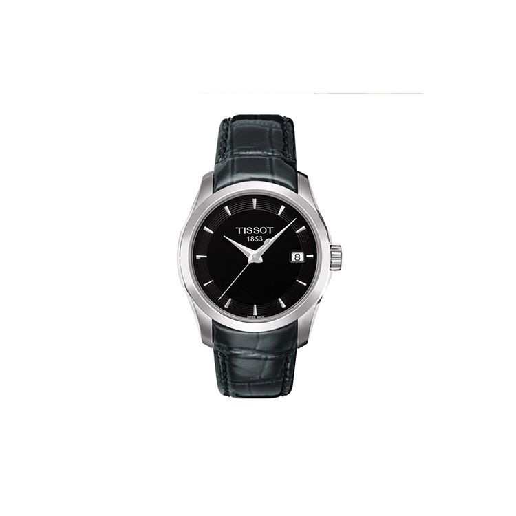 Tissot Kutu Series Quartz Movement 100 Meters Water Resistant Watch Women watches Black T035.210.16.051.00 Black Dial Belt