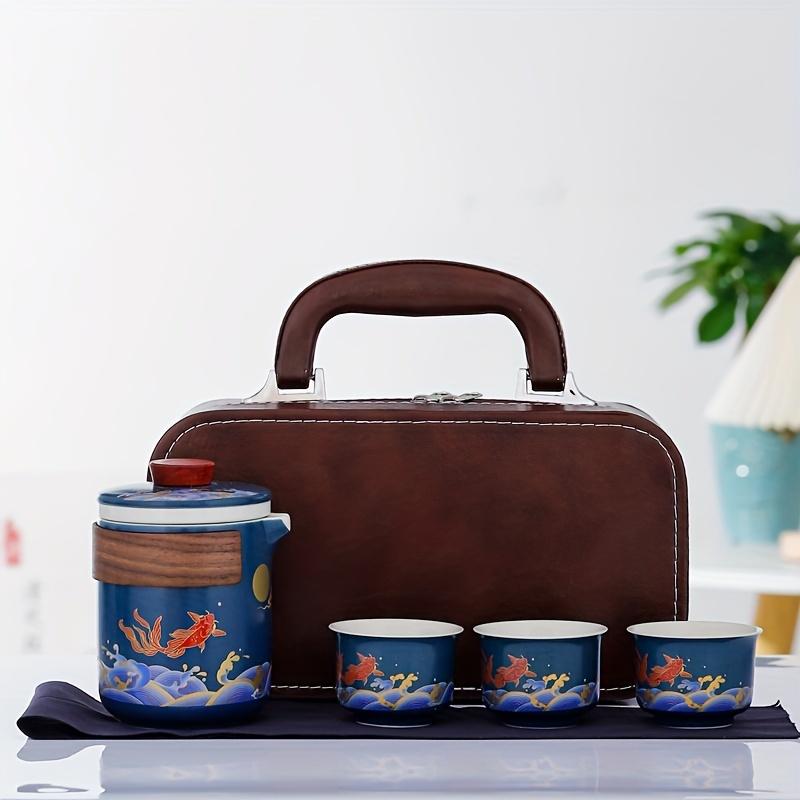 

1 комплект, дорожный чайный сервиз, фарфоровый чайный сервиз, чайные сервизы кунг-фу, чайник, чайные чашки, канистра для чая, сумка для хранения, подарок для пикника, вечеринки, офиса, кемпинга