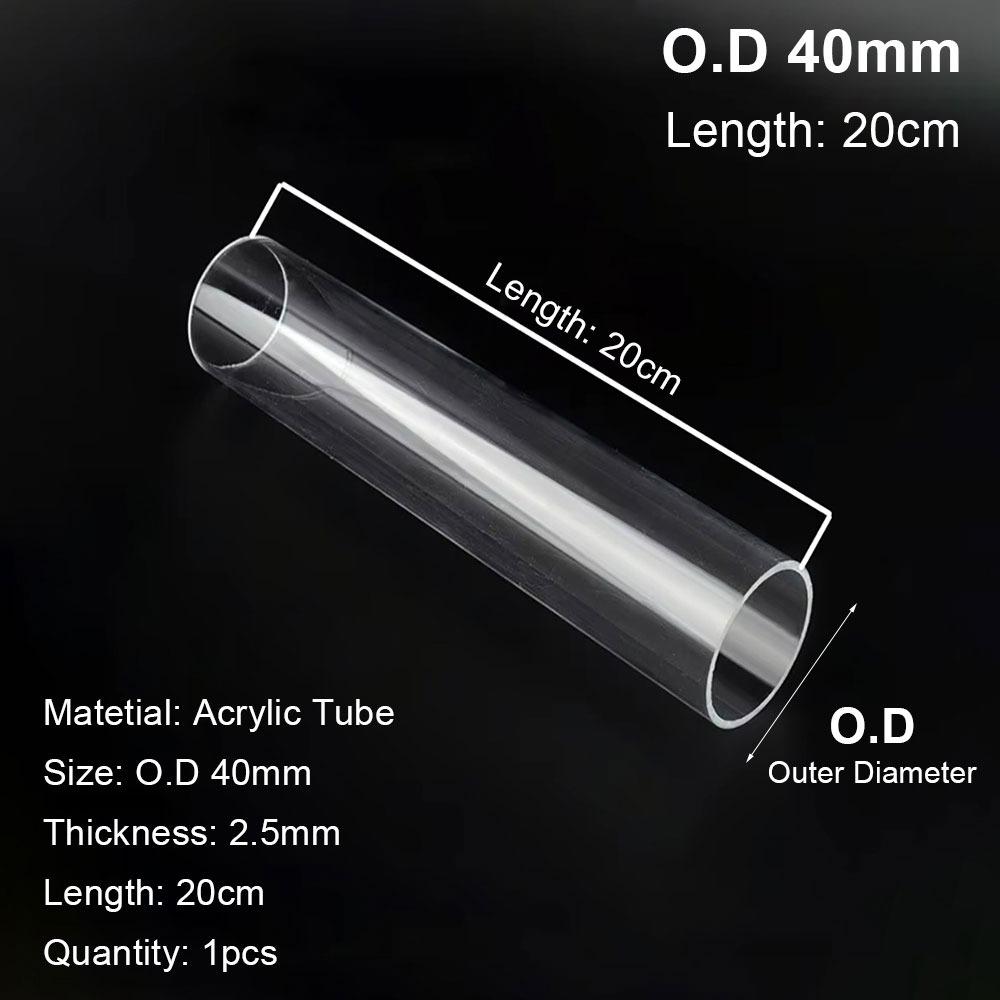1 stk 20/50 cm Akrylrør Y.D. 16/20/25/32/40/50 mm Rørfittings Akvarierør Akvarietilbehør