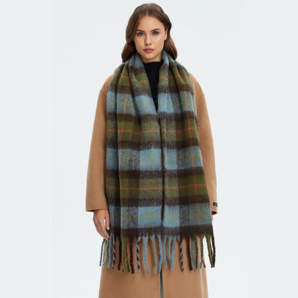 Plush Rainbow Tassel Shawl Mohair Winter Cashmere Scarves Retro Warm Wraps  Autumn Winter
