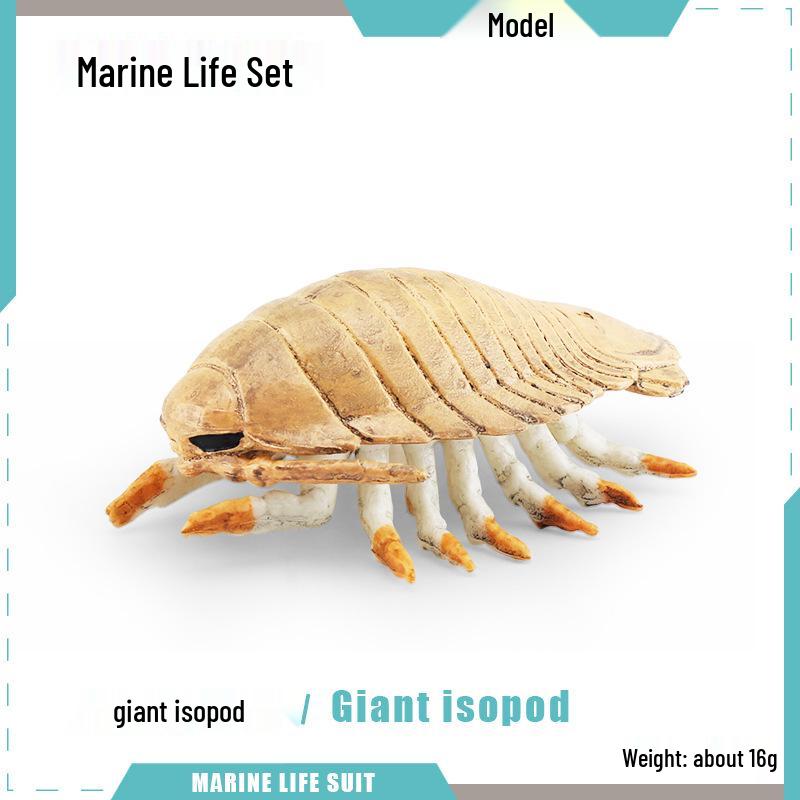 Deep-Sea Marine Life Models: Mantis Shrimp, Prawn, Crab, Snail, Giant Isopod Ornaments