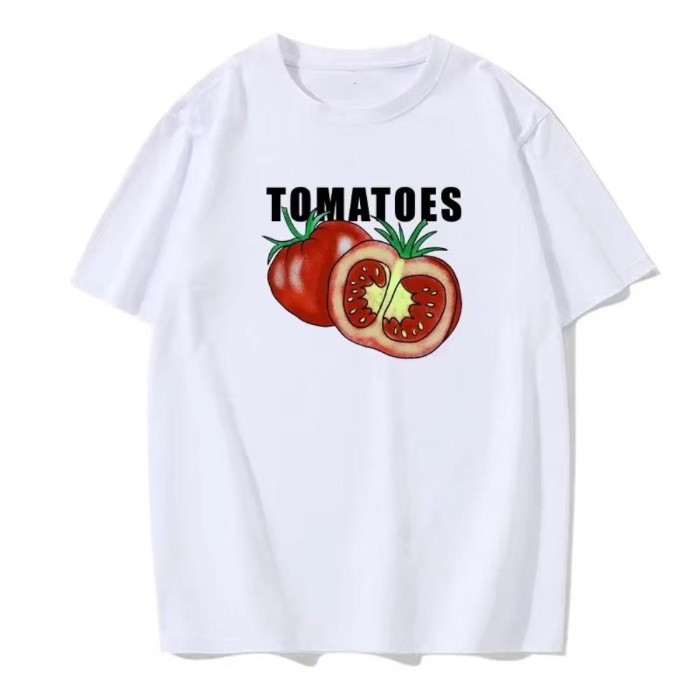 Summer Fashion Tomato Retro Men's English Letter Round Neck High Quality Casual Fitness Street European Size T-Shirt