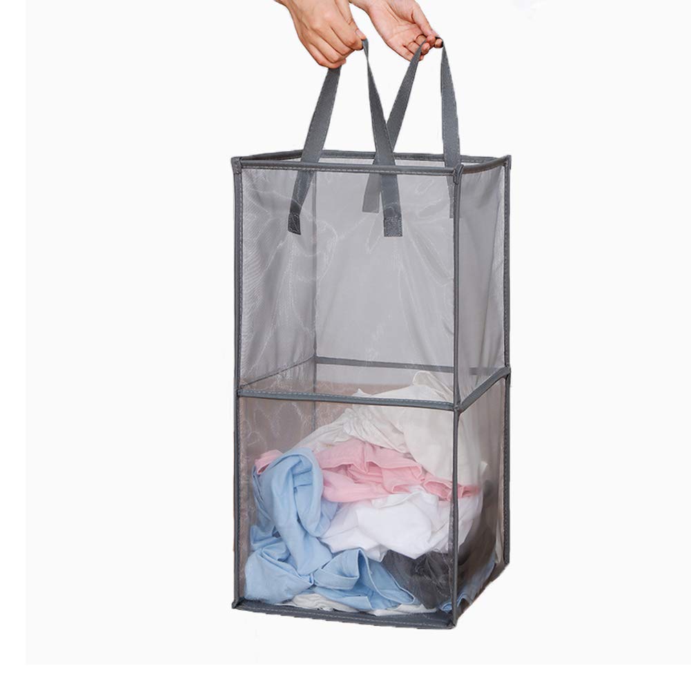 Laundry Bags Hamper Bag with Handles,Portable &Collapsible Dirty Clothes Mesh Basket Foldable for Washing Storage, Kids Room