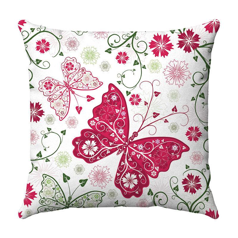 Seamless Watercolor Butterfly Digital Printing Short Plush Pillow Covers for Car Sofa Office Cushion Cover Home Goods 60x60cm