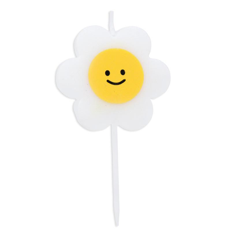 New Single Korean Style Small Fresh Yellow Smiley Face Sunflower Birthday Party PVC Boxed Candle