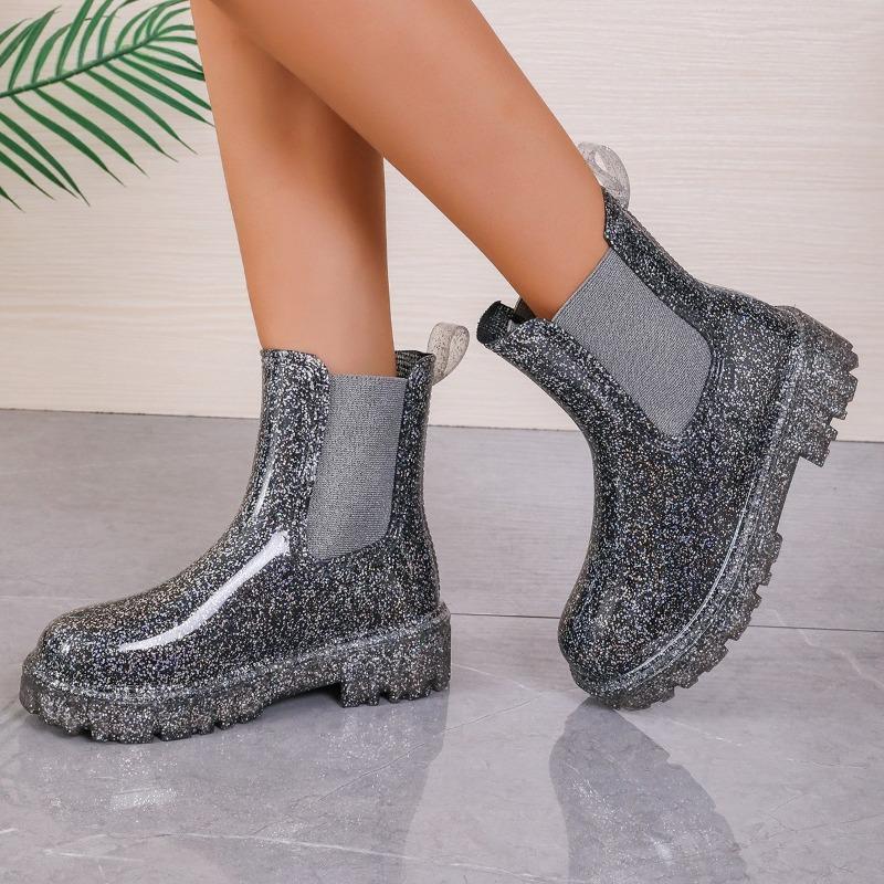 Shoes for Women 2024 New Slip-on Women's Boots Fashion Solid Casual Boots Women Hot Sale Round Toe Platform Rainboots Zapatos