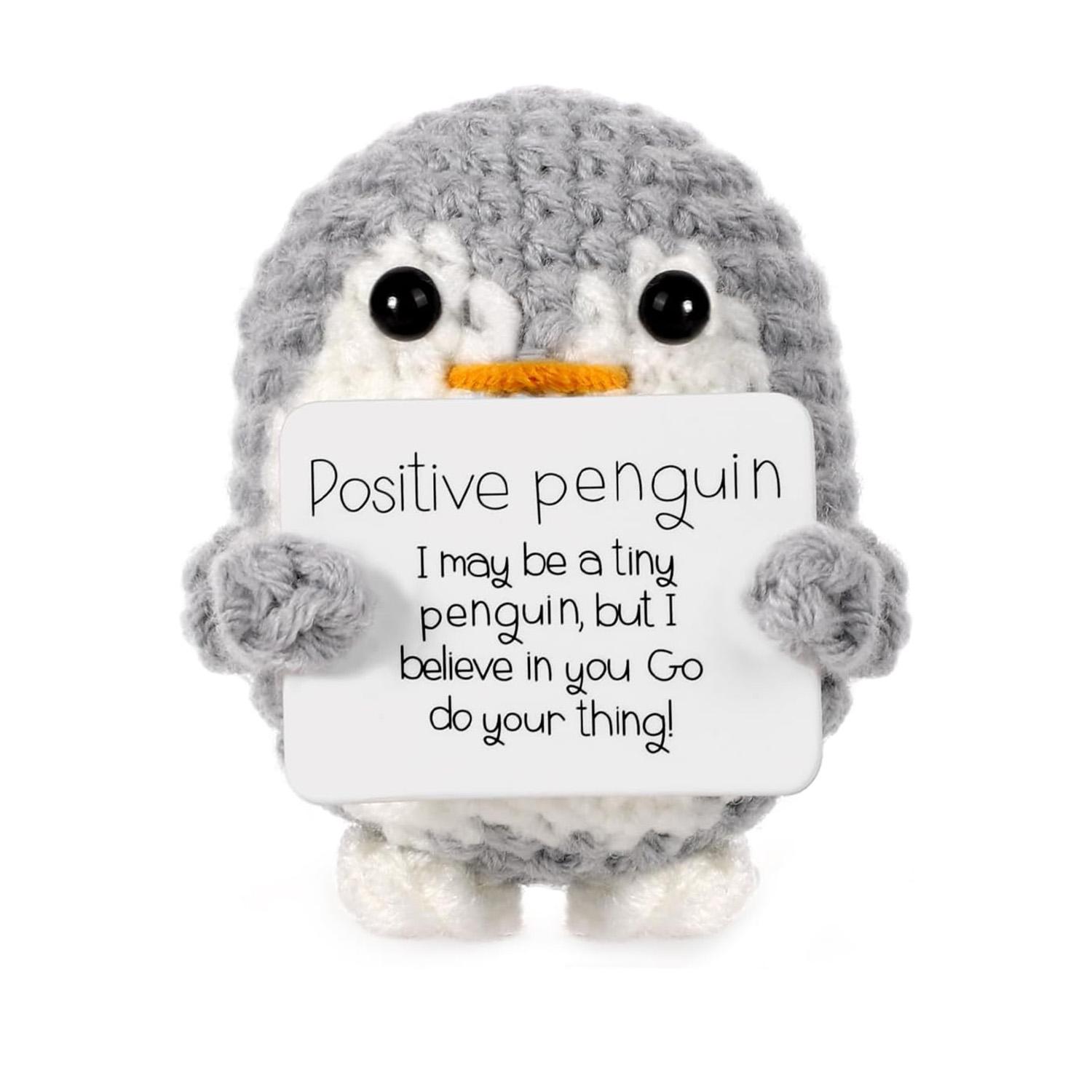 Ручная работа Позитивная пингвин-кукла с открыткой Домашнее украшение Вязаный пингвин Рождественская кукла-украшение Декор комнаты Подарок на Рождественскую вечеринку