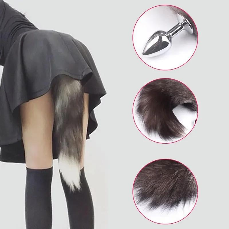 Sex Toys for Woman Cosplay Fox  Tail Anal Plug Metal Anus Butt Plug Mask Half Cat Mask Party Sexy Adult Mask Game Masks